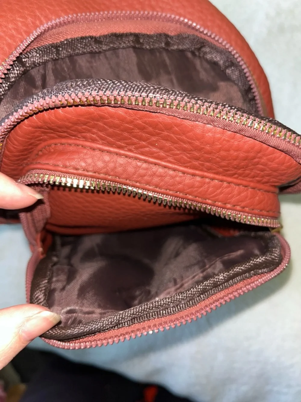 Women’s Crossbody Sling Bag in Burgundy with Gold Hardware